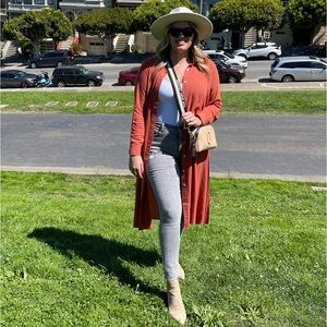 Burnt orange long sleeve button down shirt size L